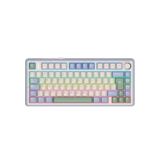 EPOMAKER Aula F75 ISO-ES Wireless Mechanical Gaming Keyboard  75% Spanish Layout with Knob  Creamy Gasket  Sound-Dampening  RGB  Hot-Swap  Bluetooth/2.4Ghz (Green)