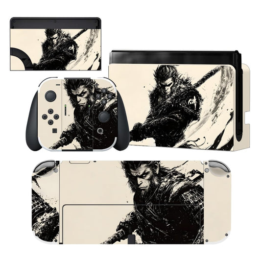 PlayVital for Nintendo Switch OLED Skins Full Set - No-Residue Protective Vinyl Decal Wrap Sticker for Switch OLED Console  Dock  Joycon & Hand Grips - Inkblade Wukong