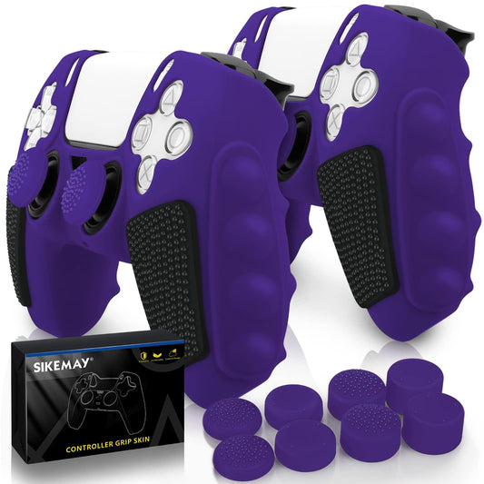 SIKEMAY Anti-Slip PS5 Controller Skin  Soft Thicken Non-Slip Silicone Gel Protective Cover Case for PlayStation 5  2 Pack with 8 x Thumb Grip Caps