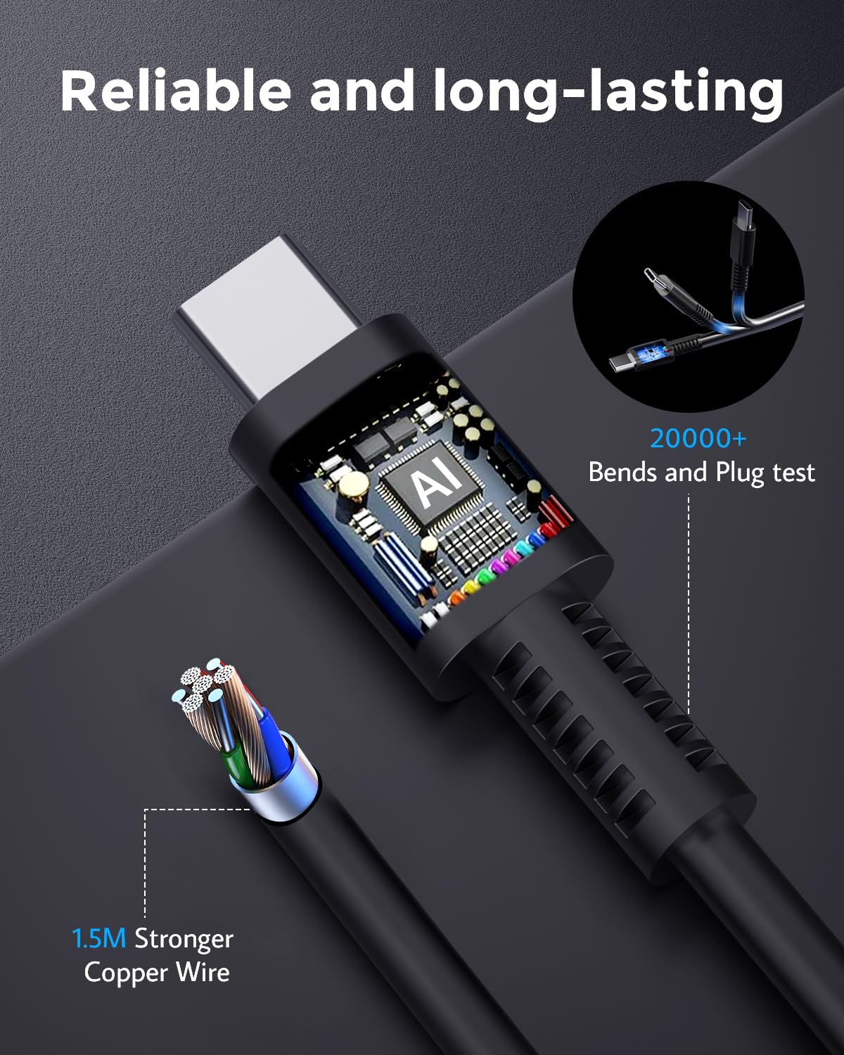 JZW-Shop 60W Fast Charging Charger for Nintendo Switch & Steam Deck - 20V 3.0A AC Adapter with 1.5M USB C Cable - Black