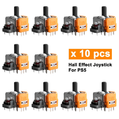 HLRAO 10PCS Hall-Effect Joysticks for PS5 Controller - 3D Analog Sensor Thumb Sticks - Yellow Replacement Parts
