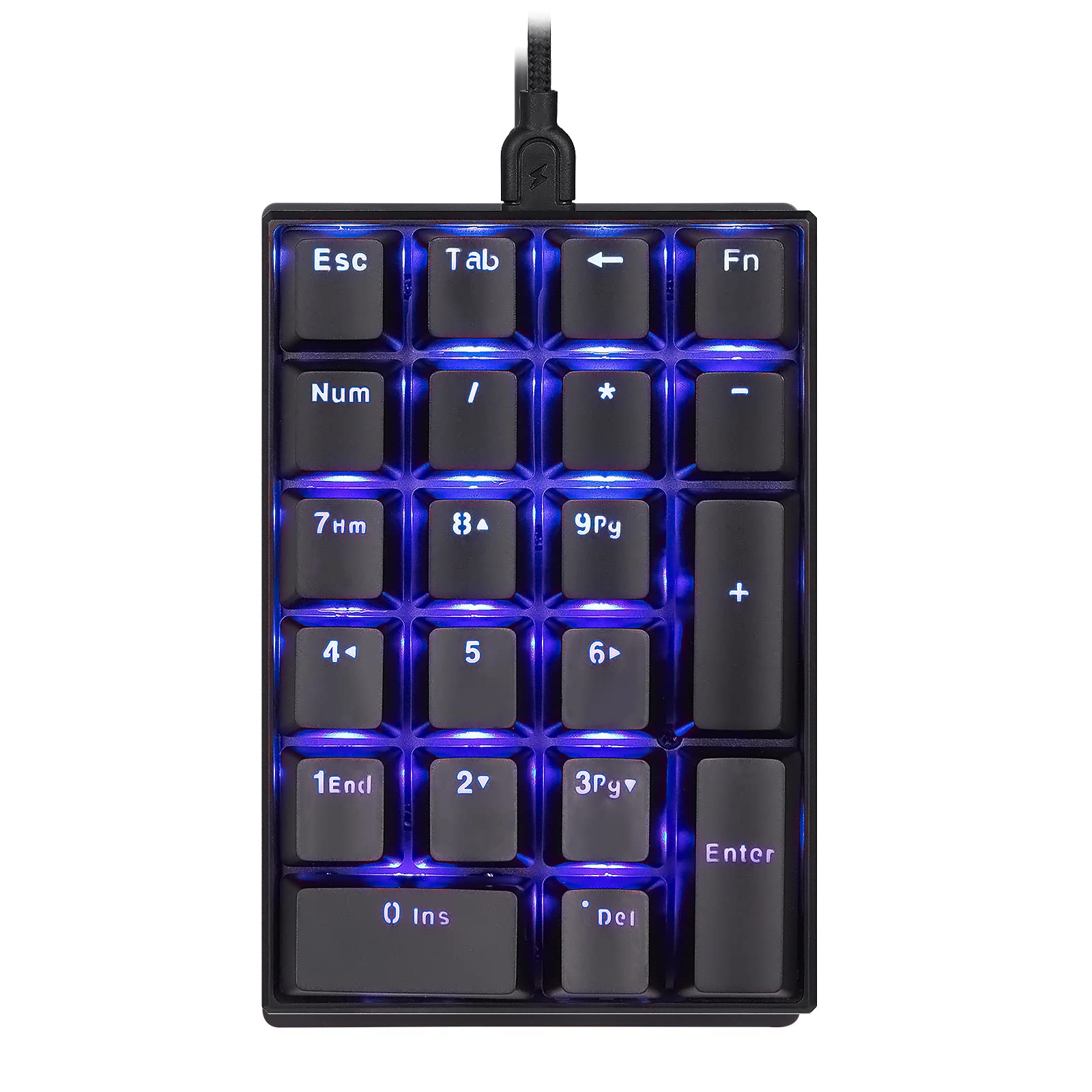 MOTOSPEED K23 Mechanical Numeric Keypad Blue Switch Wired 21 Keys Mini Numpad Portable Keypad Backlight Gaming Keypad Extended Layout for Cashier