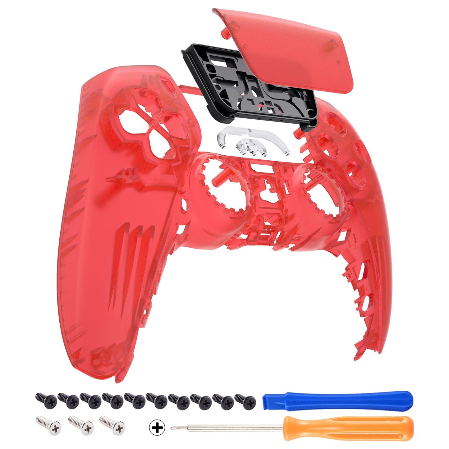 eXtremeRate Clear Red Replacement Faceplate Front Shell Compatible with p s 5 Controller BDM-010 020 030 040 050  DIY Shell Custom Touch Pad Cover Compatible with p s 5 Controller