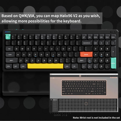 nuphy Halo96 V2 Wireless Keyboard - 96% Hot Swappable, Gasket Structure, RGB Backlit, Bluetooth/USB-C, Raspberry Switches, Black