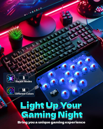 Sehawei Arcade Stick S16 - All-Button Gamerfinger, Custom RGB & Turbo Functions for PC/PS3/PS4/Switch - Supports Hot Swap & SOCD