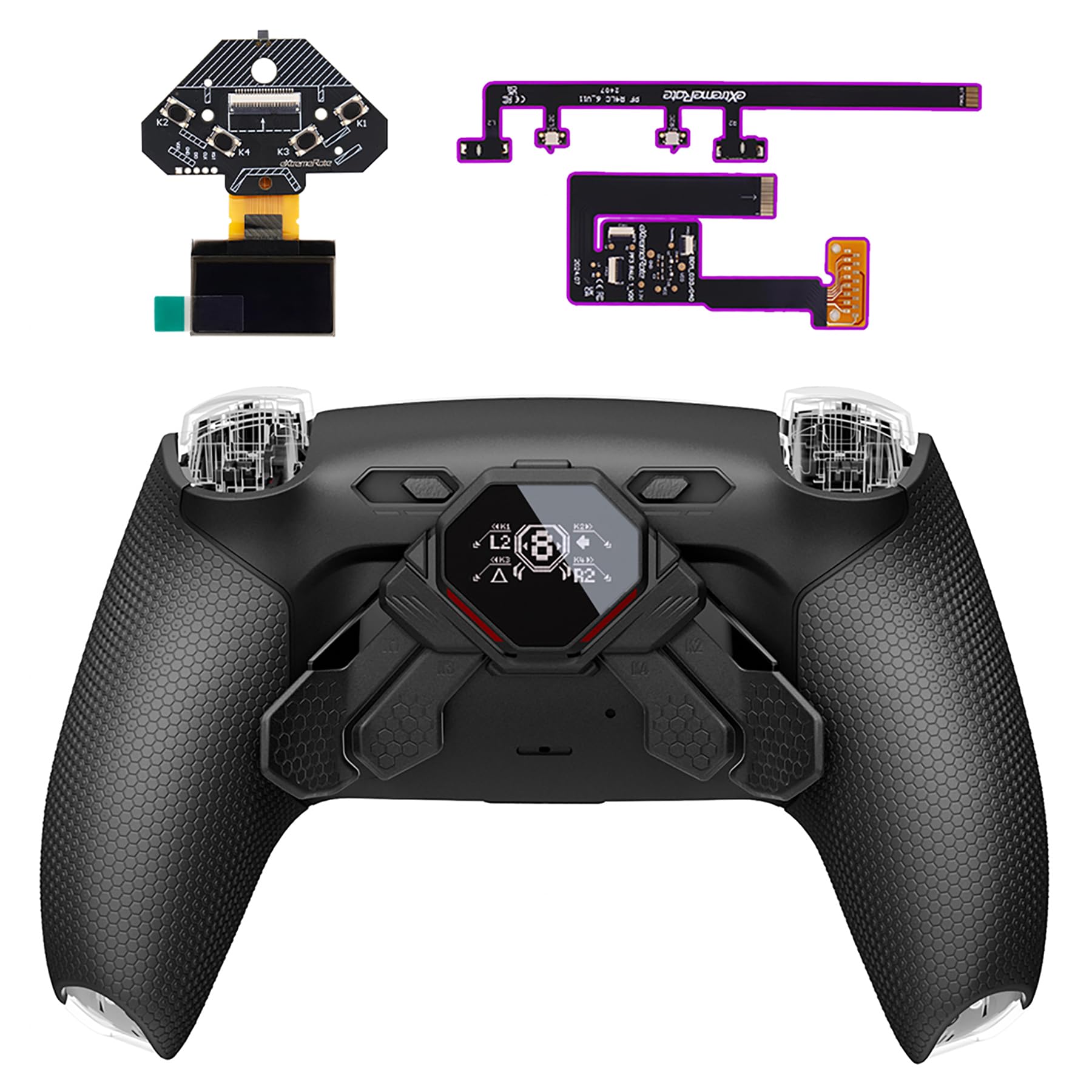 eXtremeRate Spark Back Paddles Kit for PS5 Controller BDM-010 020 Models  OLED Display + Clicky Trigger Stops + Ergonomic Rubberized Grips Remappable 4 Back Buttons Set for PS5 Controller - Black