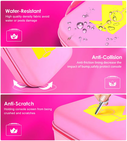 ivoler Carrying Case for Nintendo Switch/OLED, Hard Messenger Bag, Pink, Fits Console & 18 Games