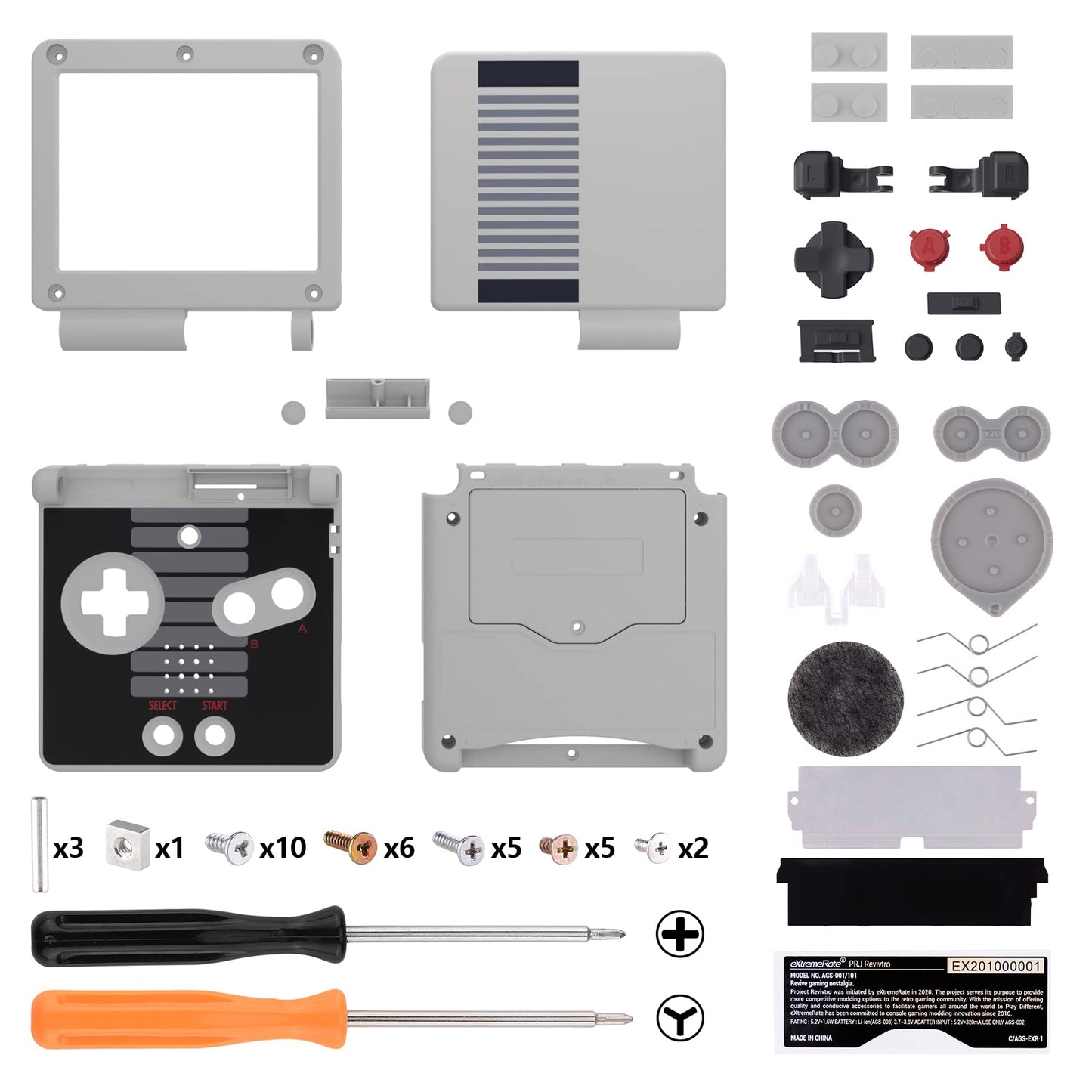 IPS Ready Upgraded eXtremeRate Classic NES Style Custom Replacement Housing Shell for Gameboy Advance SP GBA SP - Compatible with Both IPS & Standard LCD - Console & Screen NOT Included