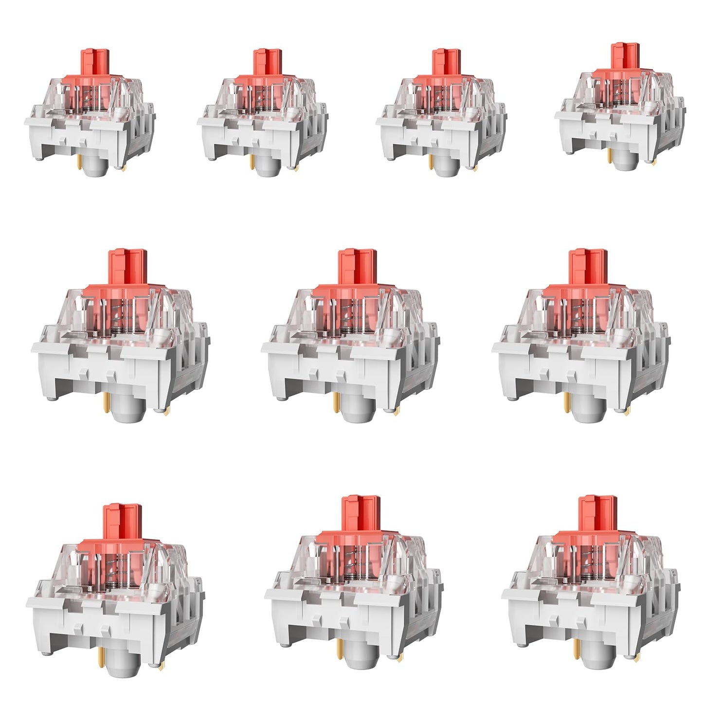Fejwlvs ZhouWang Red Switch 3 Pin 50gf Pre-Lubricated Dustproof Linear Switch Suitable for RGB Mechanical Gaming Keyboards?MX Mechanical Keyboard(Red 108PCS)