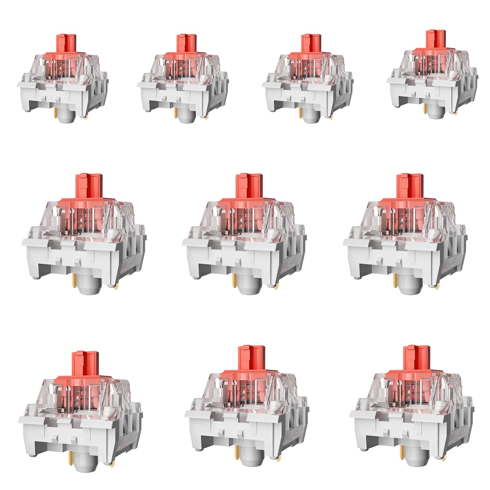 Fejwlvs ZhouWang Red Switch 3 Pin 50gf Pre-Lubricated Dustproof Linear Switch Suitable for RGB Mechanical Gaming Keyboards?MX Mechanical Keyboard(Red 108PCS)