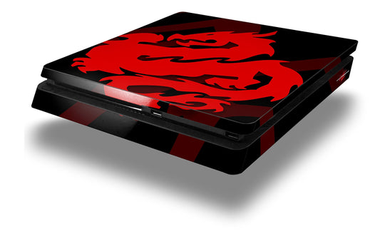 Vinyl Decal Skin Wrap compatible with Sony PlayStation 4 Slim Console Oriental Dragon Red on Black (PS4 NOT INCLUDED)