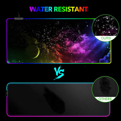 AIMSA Large RGB Gaming Mouse Pad - Extended 35.4x15.8 inch, Non-Slip Rubber Base, 14 Lighting Modes, Waterproof, Nebula Universe