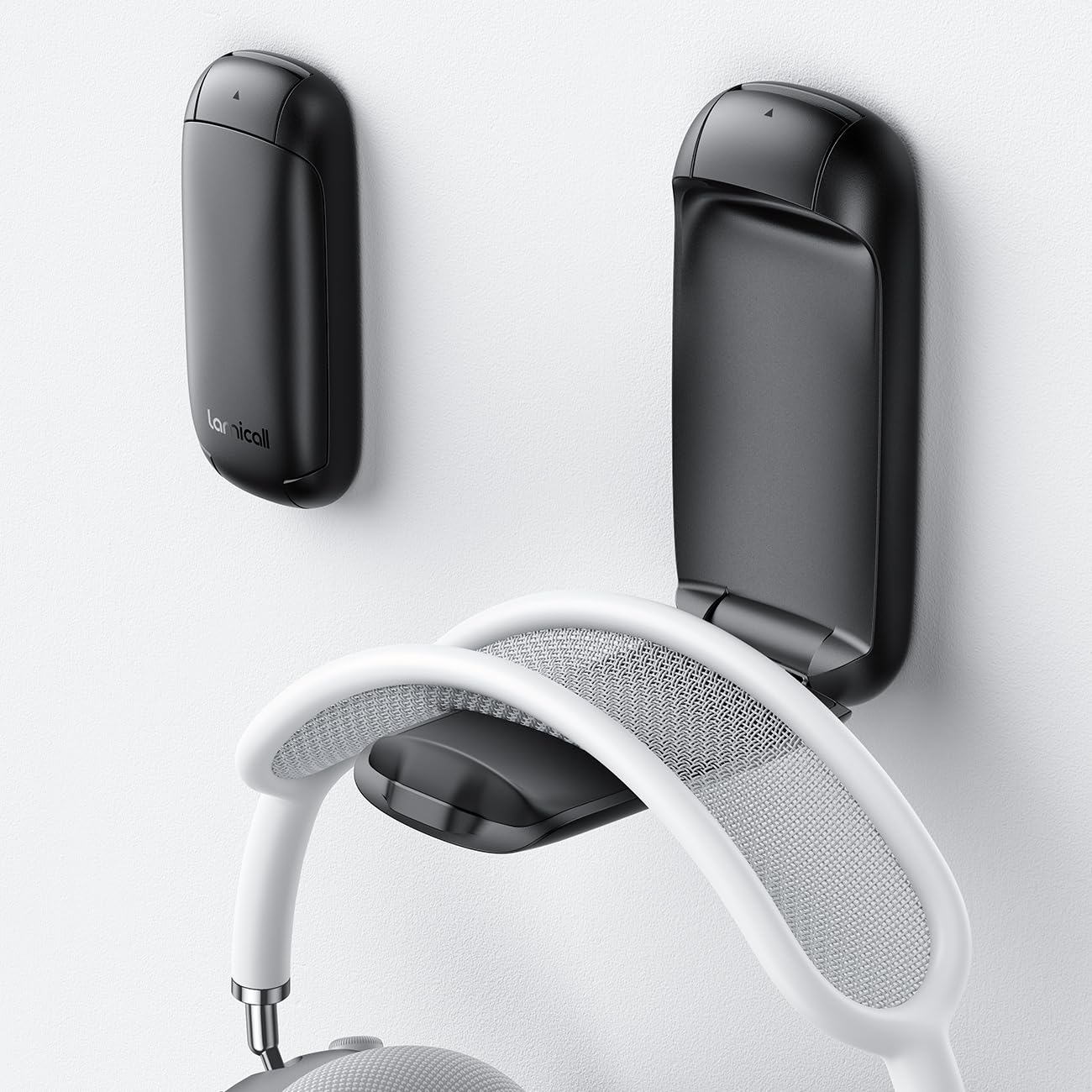 Lamicall Headphone Stand  Sticky Headset Holder - [Foldable & Compact] Headphone Holder Hook Mount  Adhesive Hanger Clip Under Desk  Earphone Clamp for Airpods Max  HyperX  Sennheiser  Black