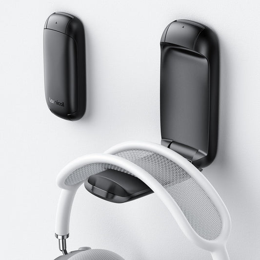Lamicall Headphone Stand  Sticky Headset Holder - [Foldable & Compact] Headphone Holder Hook Mount  Adhesive Hanger Clip Under Desk  Earphone Clamp for Airpods Max  HyperX  Sennheiser  Black
