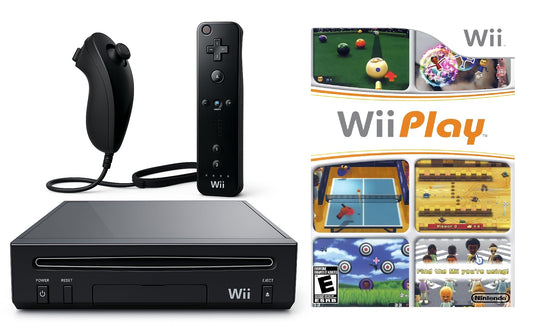 Wii Console Bundle (Black) with Wii Play Game (1 Player) -Smart TV Ready (Renewed)