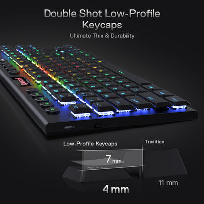 Redragon K621 TKL Wireless RGB Mechanical Keyboard - Black, 80% Ultra-Thin, Low Profile, Linear Red Switches, Dedicated Media Control