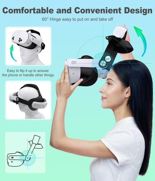 DXKK VR Head Strap for Meta Quest 3 - Enhanced Comfort, Quick-Switch Design, Adjustable, White, Model 6977916572157