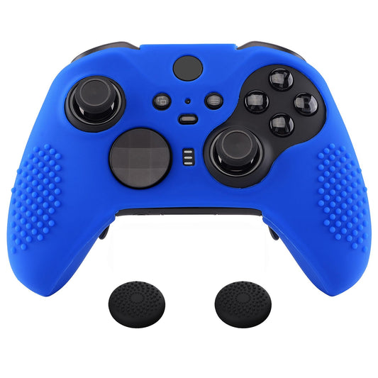 eXtremeRate PlayVital Blue Soft Anti-Slip Silicone Cover Skins  Controller Protective Case for New Xbox One Elite Series 2  Xbox Elite 2 Core with Thumb Grips Analog Caps