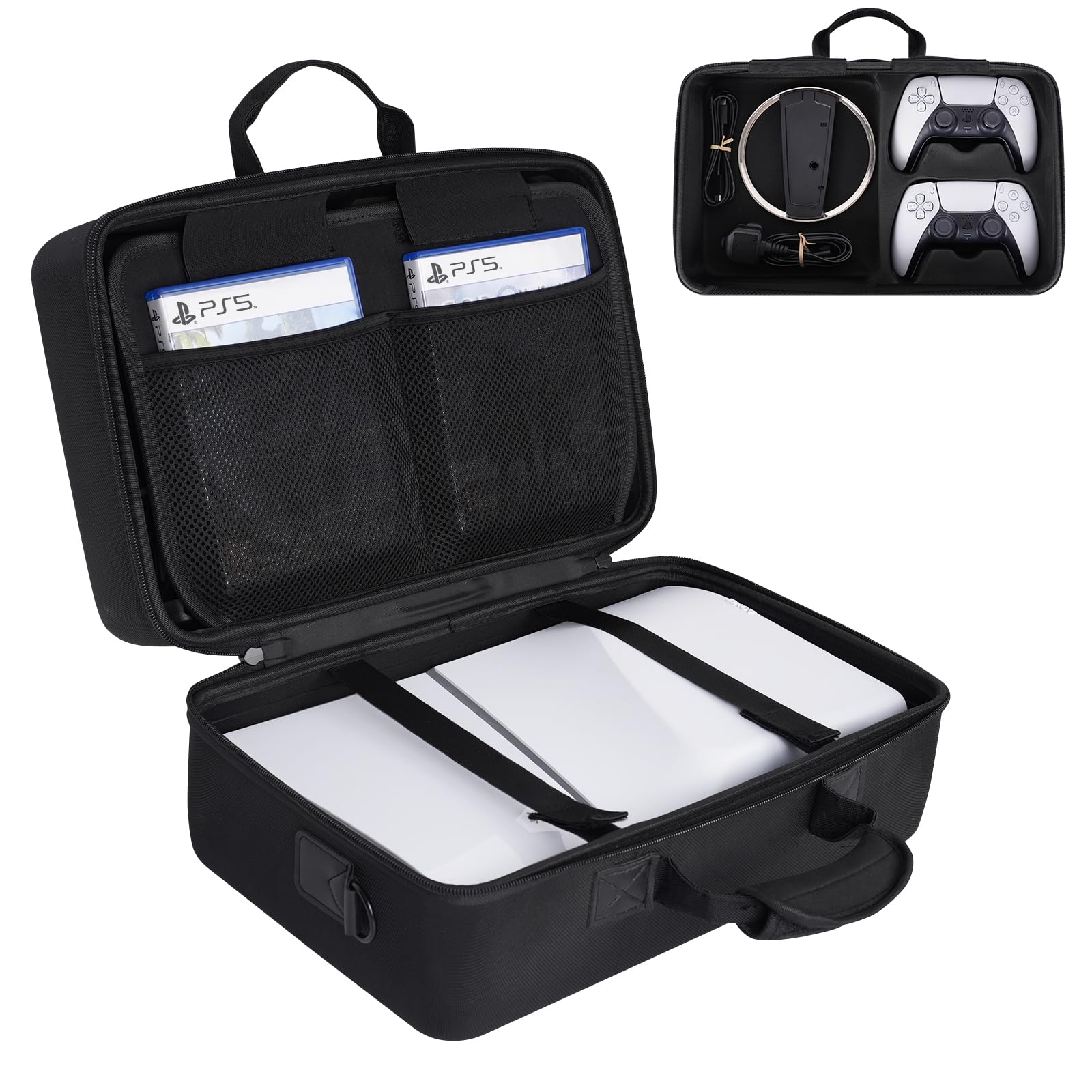 Diocall Hard Case for PS5 Slim 2023 - Protective Travel Case for Console & Controllers - Black, Model CaseP5 7723