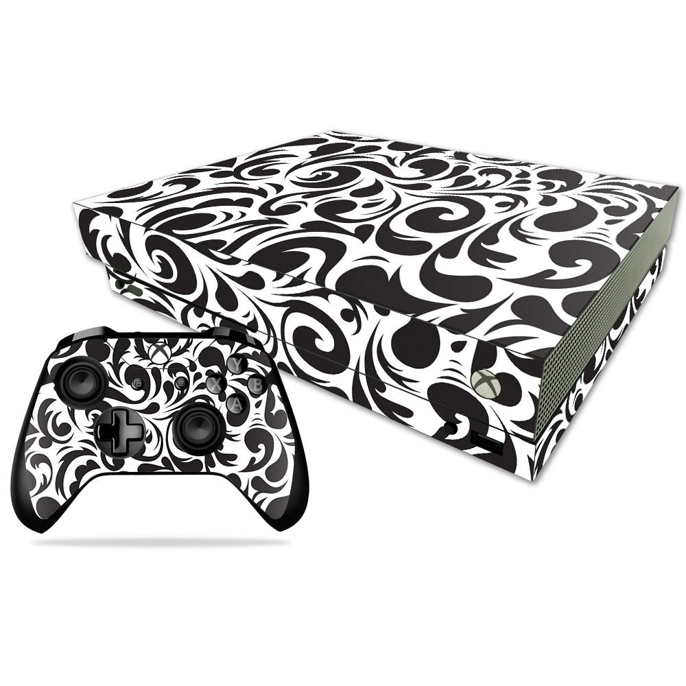 MIGHTY SKINS Xbox One X Skin - Swirly Black Vinyl Decal, Durable & Protective, Easy to Apply, Model MIXBONXCMB-Swirly Black