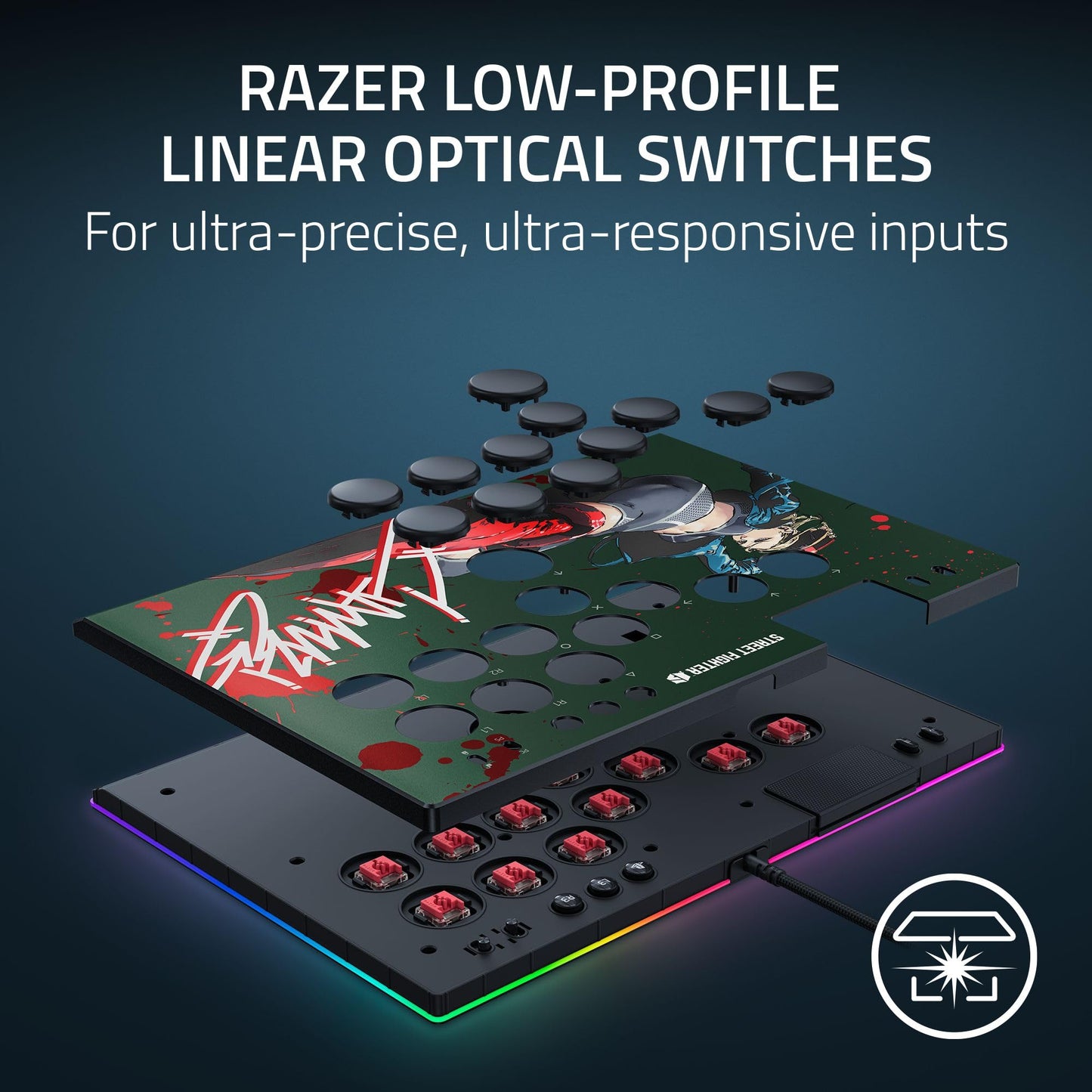 Razer Kitsune Arcade Controller for PS5 & PC - Low-Profile Optical Switches, Slim Design, Cammy Edition, 11.66x8.27x0.76 inches