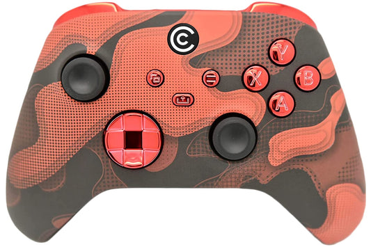 Custom Controllerzz Wireless Controller for PC & Xbox - Red Camo with Red Chrome Inserts