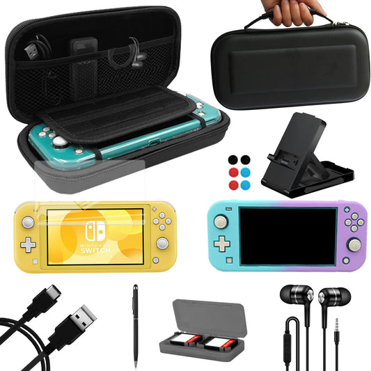 ANSIPPF Nintendo Switch Lite Accessories Bundle - 9-in-1 Carrying Case, Screen Protector, Grip Cover, Headphone, & More