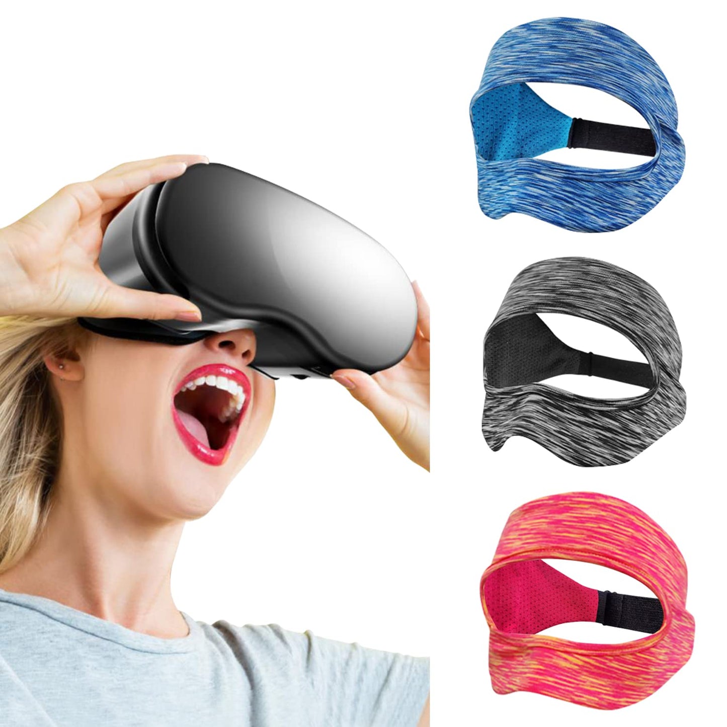 SAYAFAN VR Eye Mask  Adjustable Breathable VR Sweat Band for Meta/Oculus Quest 2/3/3S/Pro  HTC Vive  PS  Gear  VR Workouts (3PCS)