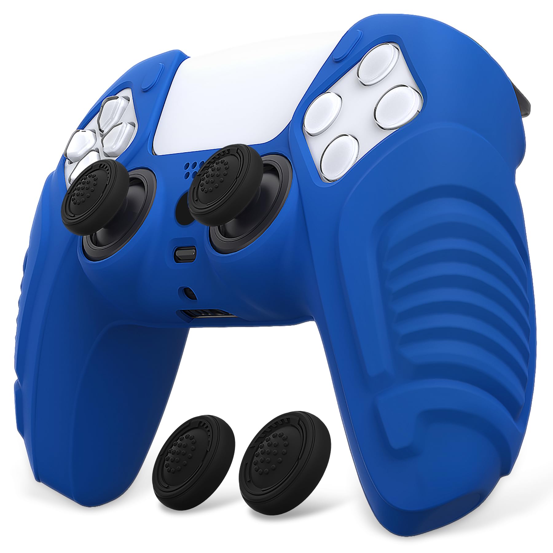 PlayVital Raging Warrior Edition Glow in Dark Controller Protective Case Cover for ps5  Anti-Slip Rubber Protector for ps5  Soft Silicone Skin with Thumb Grips - Blue
