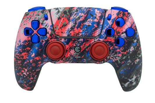 Custom Controllerzz Custom Wireless Controller Compatible with PS5 - Multiple Designs Available (Glacier Burn & Blue Chrome)
