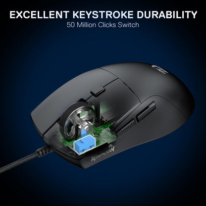 Redragon M618 Wired Gaming Mouse - 10000 DPI, Ergonomic, 6 Programmable Buttons, Ultra Lightweight, Black