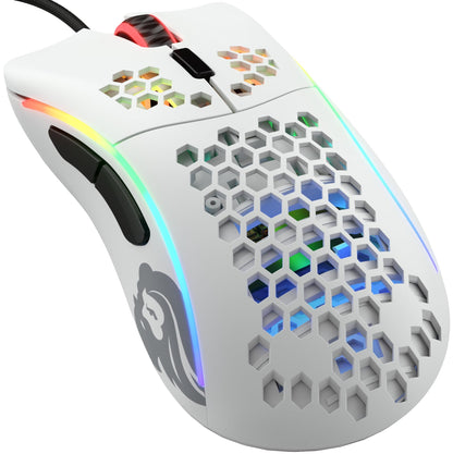 Glorious Model D Gaming Mouse - Wired, Ergonomic, 12000 DPI, Small, Matte White, 6 Programmable Buttons, Genuine Product