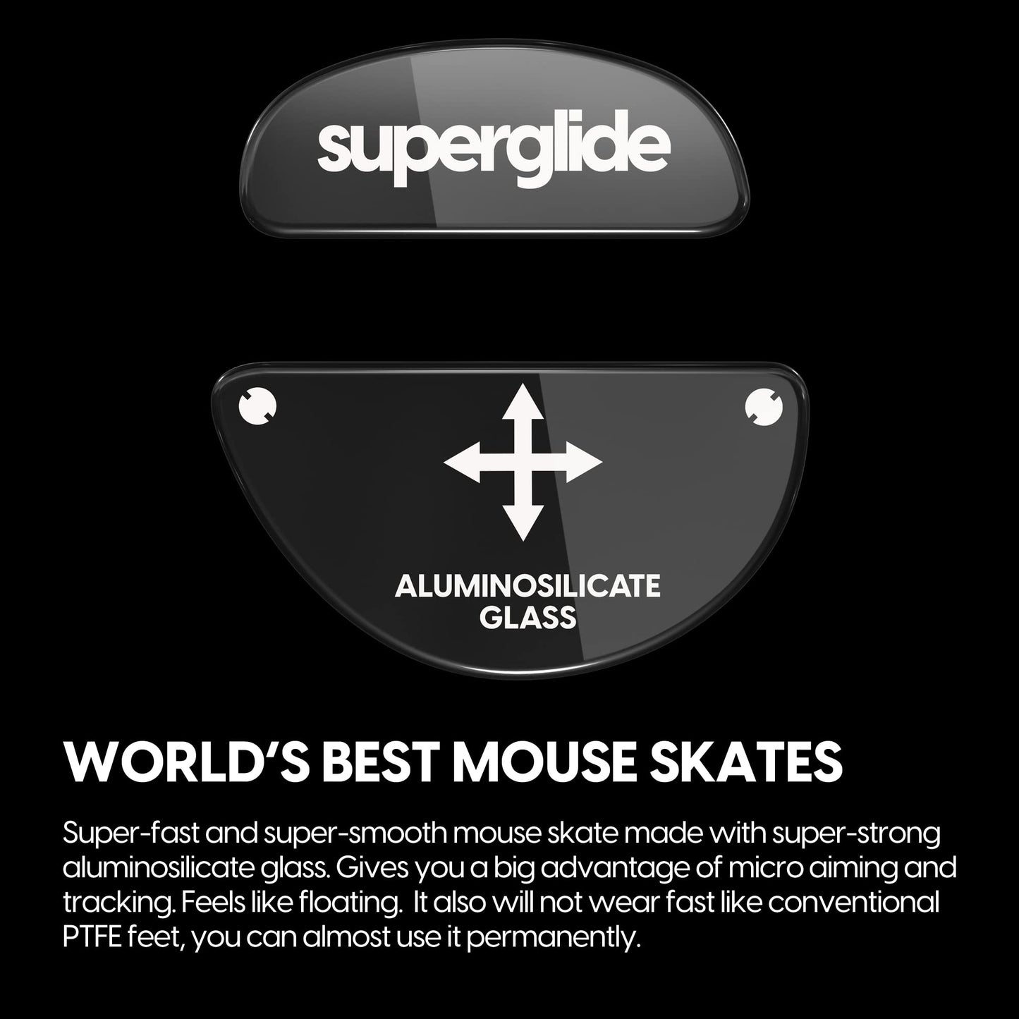 Pulsar Gaming Gears Superglide Mouse Feet - Ultra Strong Glass, Smooth, Durable, Zowie EC Series, Black, Model ZECSGB