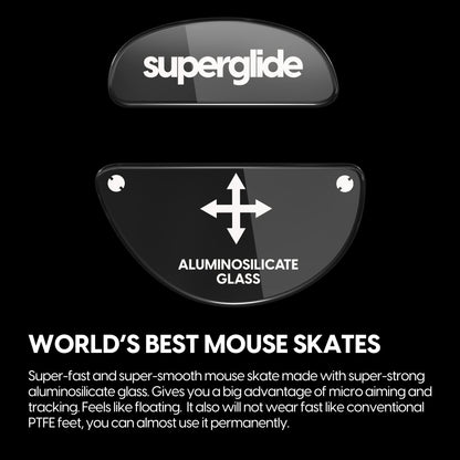 Pulsar Gaming Gears Superglide Mouse Feet - Ultra Strong Glass, Smooth, Durable, Zowie EC Series, Black, Model ZECSGB