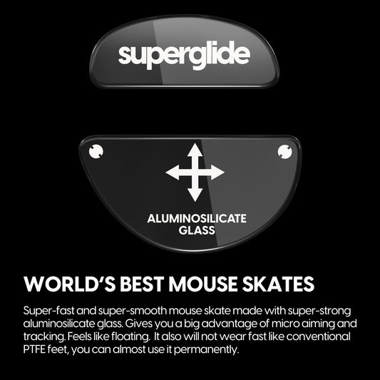 Pulsar Gaming Gears Superglide Mouse Feet - Ultra Strong Glass, Smooth, Durable, Zowie EC Series, Black, Model ZECSGB