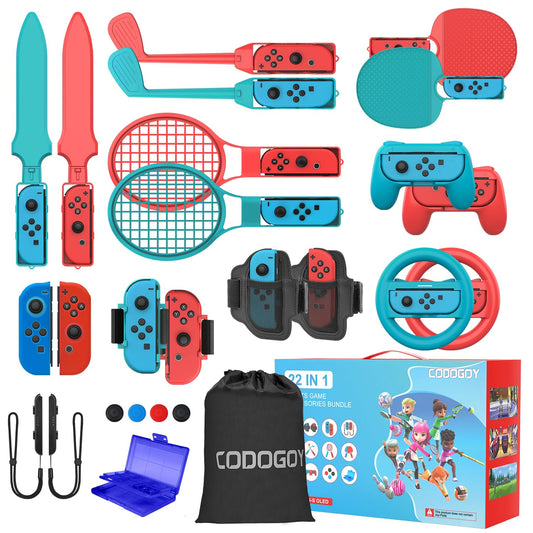 Switch Sports Accessories  CODOGOY 22 in 1 Switch Sports Accessories Bundle with Carry Bag for Switch Sports Games  Family Accessories Kit Sports Party Pack Compatible with Nintendo Switch/Switch OLED
