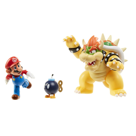 Super Mario Nintendo Bowser Vs Mario Diorama Figure 3 Pack