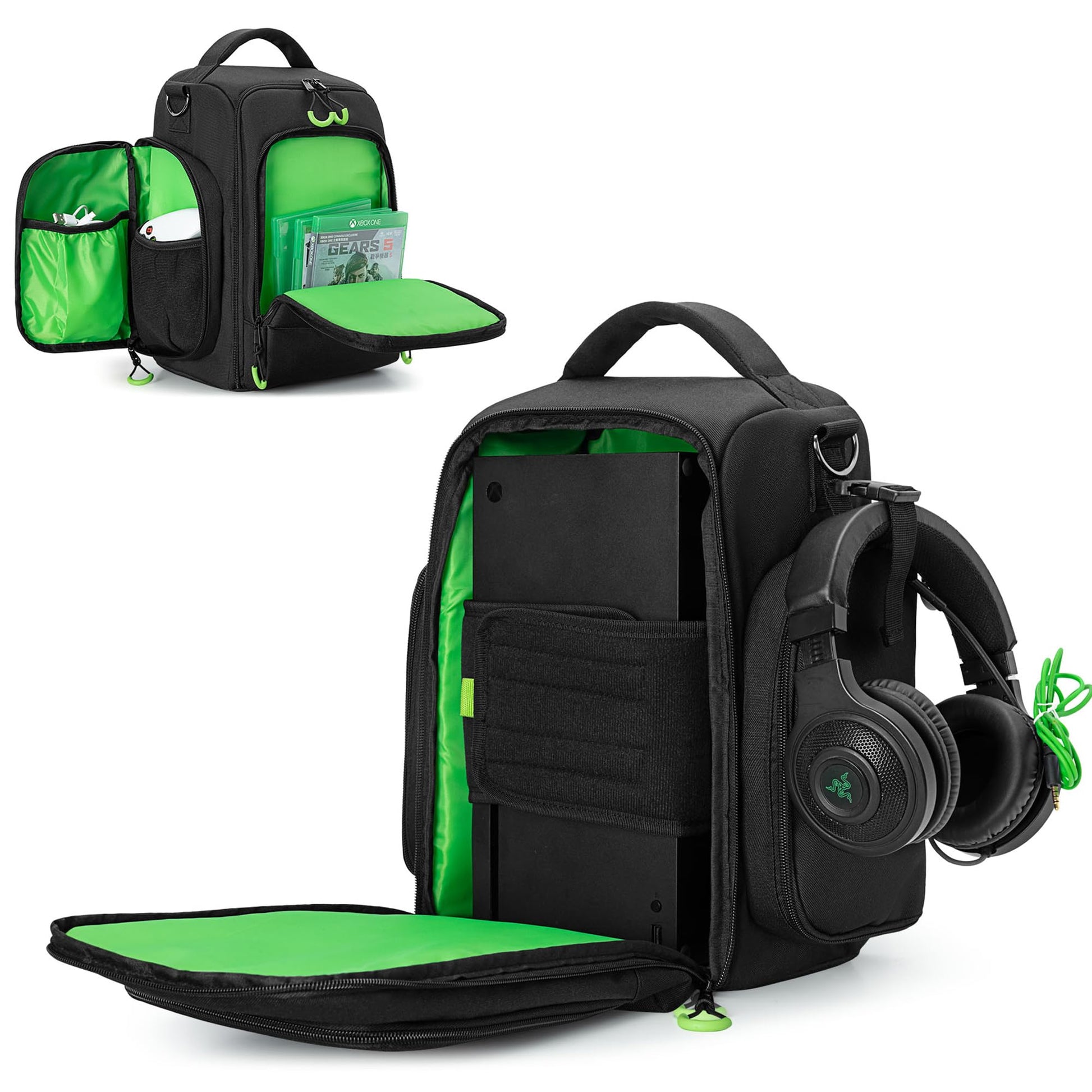 PGmoon Travel Carrying Case for Xbox Series X - Protective Black Bag for Console, Controllers, Cables & Game Discs (Model: CAPG02301)