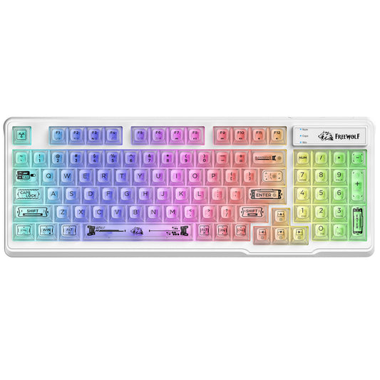 ZIYOU LANG M95 Transparent Membrane Keyboard Wired Gaming Keyboard with Clear Keycap Rainbow RGB Backlit Side Light bar 94 Silent Keys with Mechanical Feeling 26-Key Anti-ghosting for Mac/Pc White