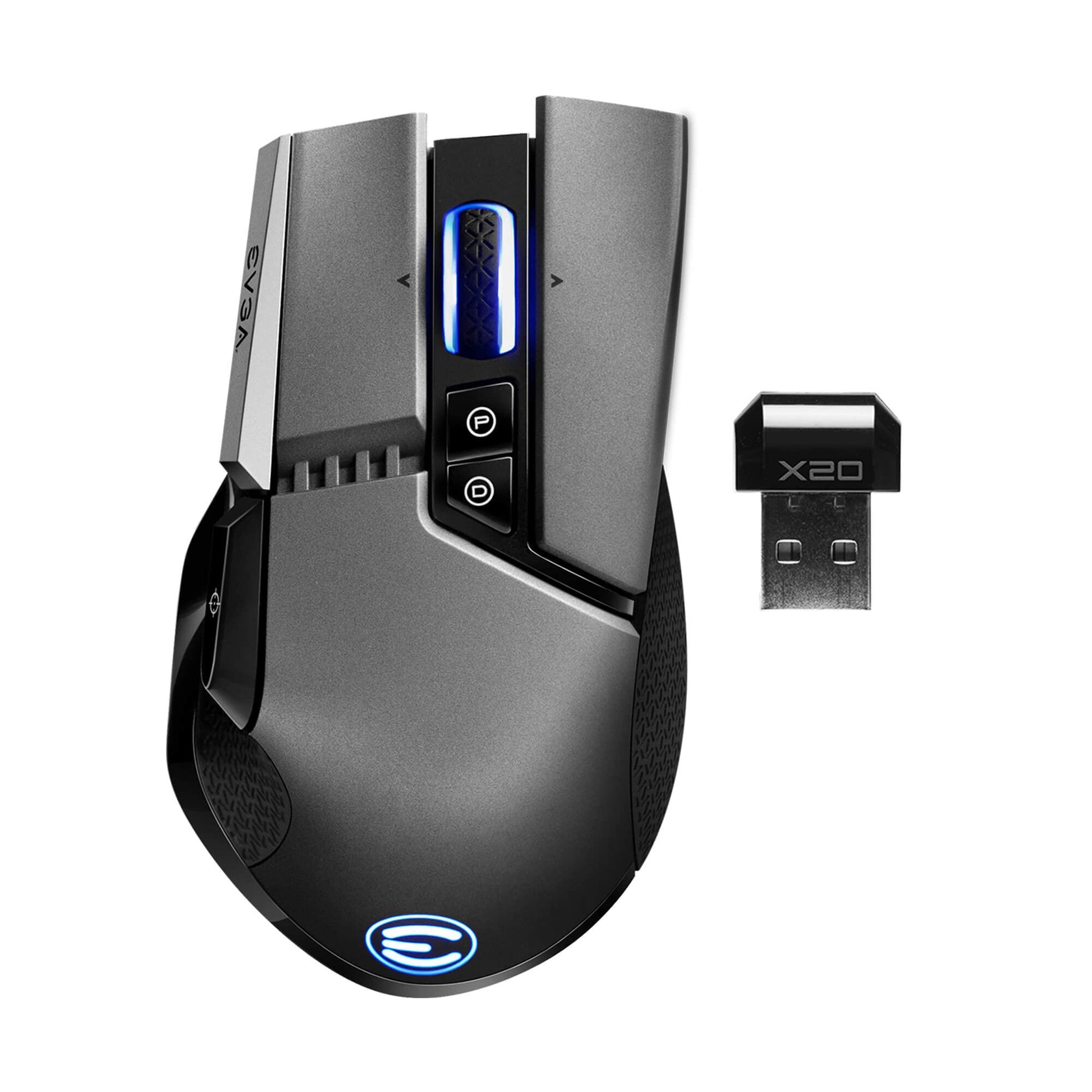 EVGA X20 Wireless Gaming Mouse - 16,000 DPI, 10 Buttons, Ergonomic, Grey, Model 903-T1-20GR-KR