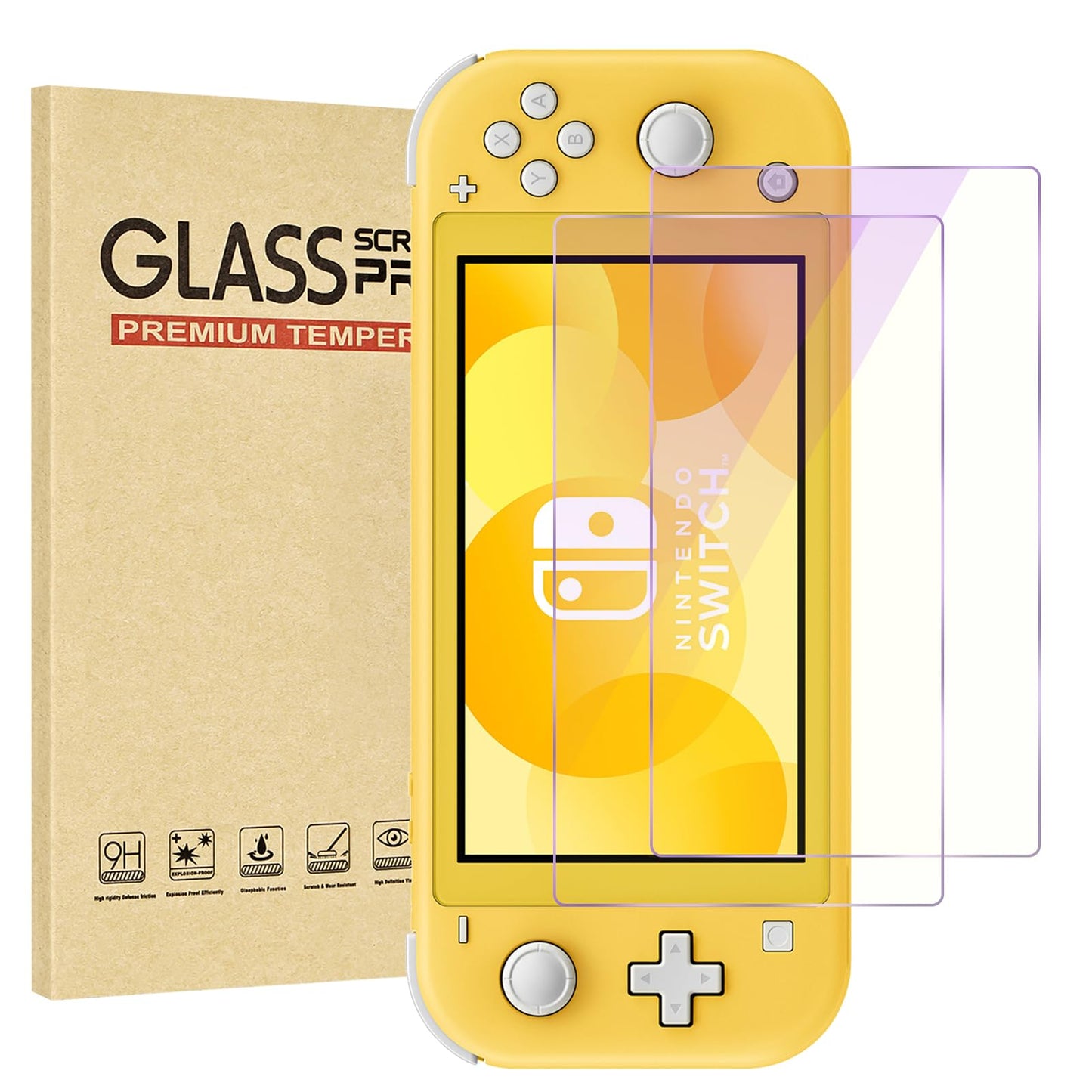 Jngnpn 2-Pack Blue Light Blocking Screen Protector for Switch Lite Model 2019 [5.5 Inch]- Anti Glare  Anti Scratch Anti Fingerprint  Eye Protection Film HD Clear  Bubble Free  9H Hardness