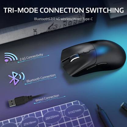 ATTACK SHARK R1 Wireless Gaming Mouse - Tri-Mode Connection, 18K DPI, 55g Lightweight, Ergonomic Design, Black