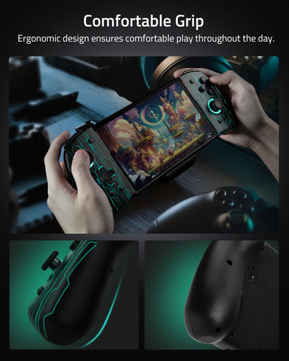 FUNLAB Switch Joypad Controller - Ergonomic Customizable Joycon, 7 LED Colors, Turbo, Black-Mech Cyber Pattern