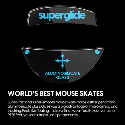 Pulsar Gaming Gears Superglide Mouse Feet - Ultra Strong Glass, 8" Black, Model RKPSGB for Roccat Kone Pro/Pro Air