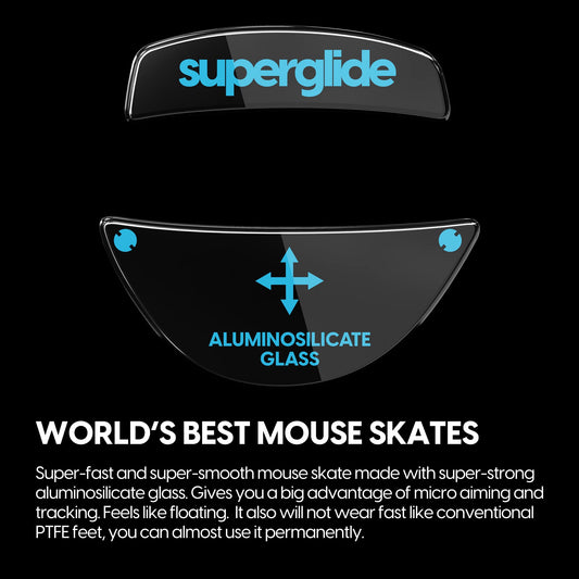 Pulsar Gaming Gears Superglide Mouse Feet - Ultra Strong Glass, 8" Black, Model RKPSGB for Roccat Kone Pro/Pro Air
