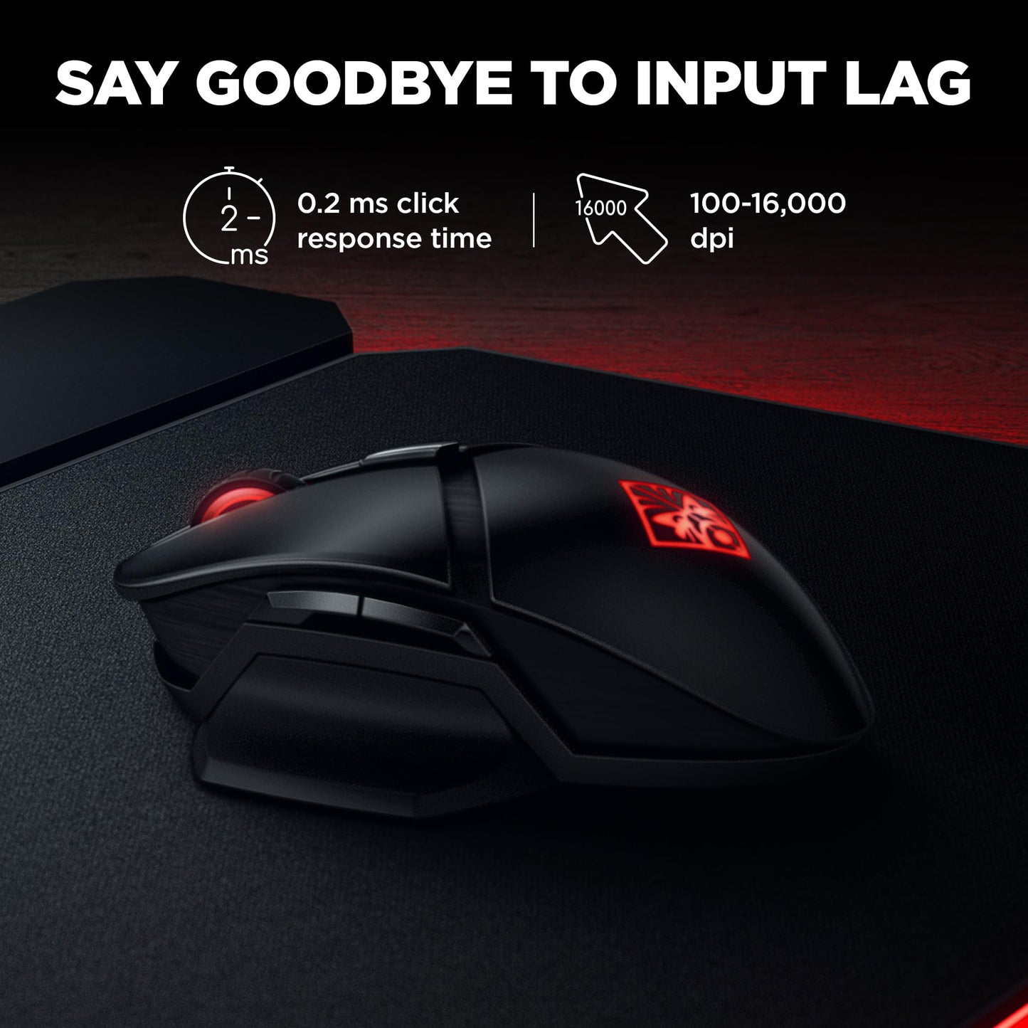 HP Omen Photon Wireless Gaming Mouse - Qi Charging, Programmable Buttons, RGB Lighting, E-Sport DPI, Black, Model 6CL96AA#ABL