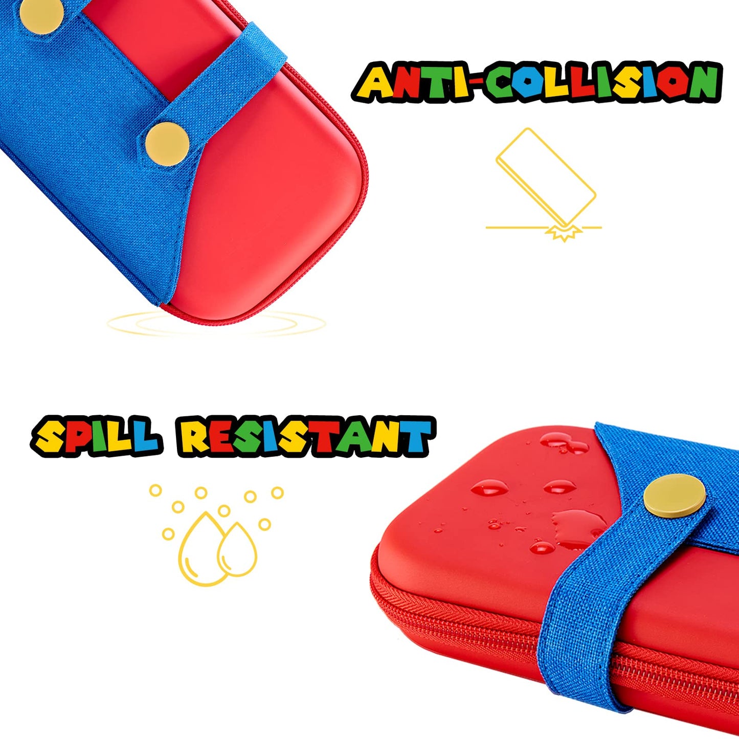 PALPOW Switch Carrying Case - Portable Hard Shell Pouch for Switch/OLED, 10 Game Holders, Red-Blue