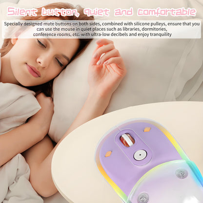 elec Space Wireless Bluetooth Mouse - Rechargeable, Silent, RGB Lighting, Ergonomic, Purple