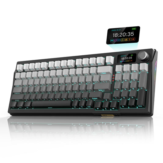 RedThunder K95 Wireless Mechanical Keyboard - TFT Screen, RGB Backlit, Gasket Hot-Swap, Gradient Gray, Pre-lubed Linear Switches