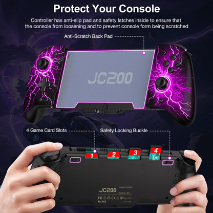 Spican Switch Controllers - Wireless Pro Controller for Nintendo Switch/Switch OLED, Hall Effect, Black-Lightning Pattern, Model JC200